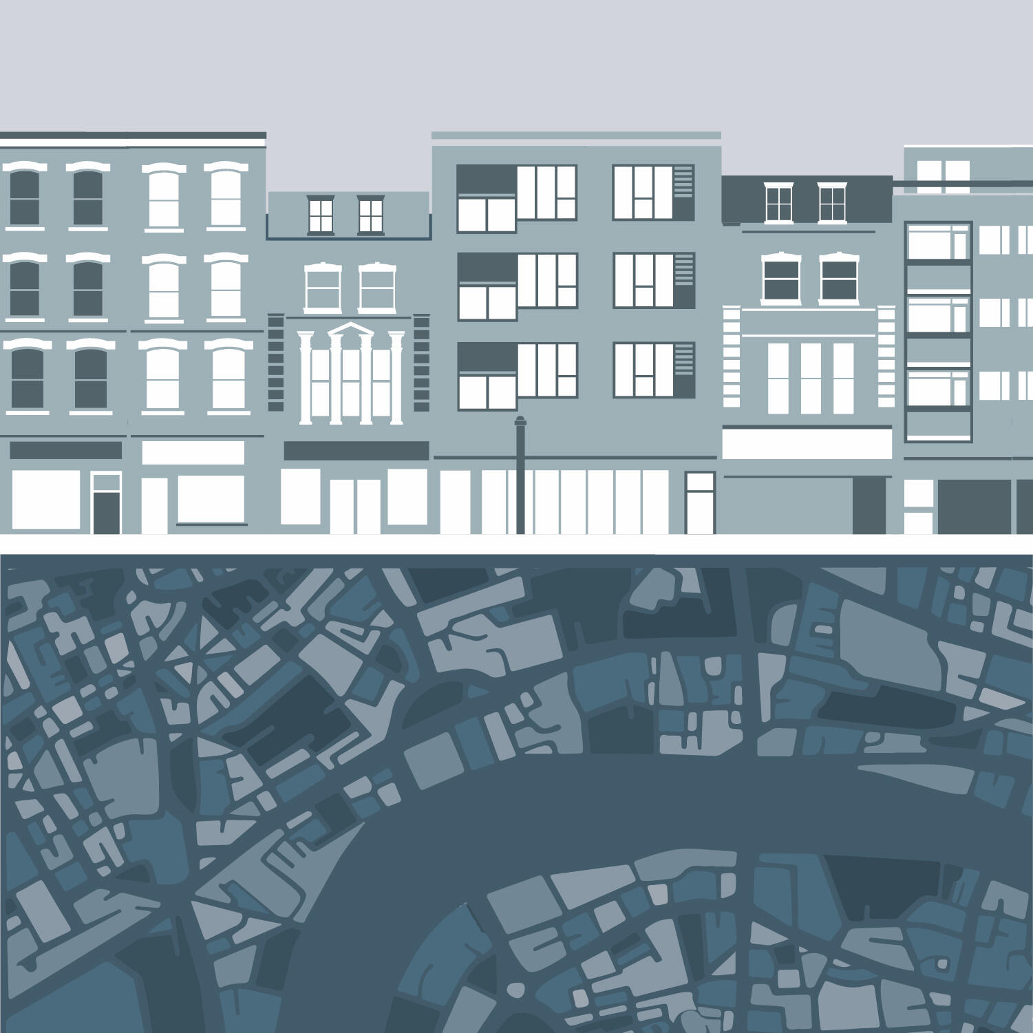 London Buildings and map London Buildings and map